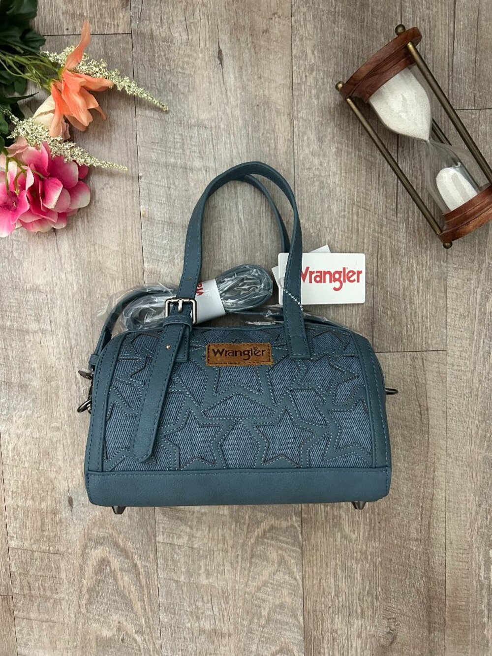 Wrangler Denim Star Western Satchel Bag Blue Crossbody Purse